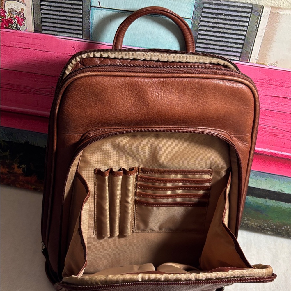 MAGELLAN’S Brown Leather Double Zip Backpack